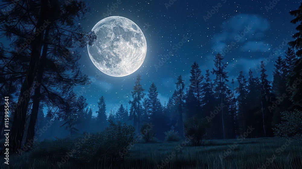 Moonlit Serenity. Embracing the beauty of a nocturnal natural environment Moonlit Serenity. Embracing the beauty of a nocturnal natural environment