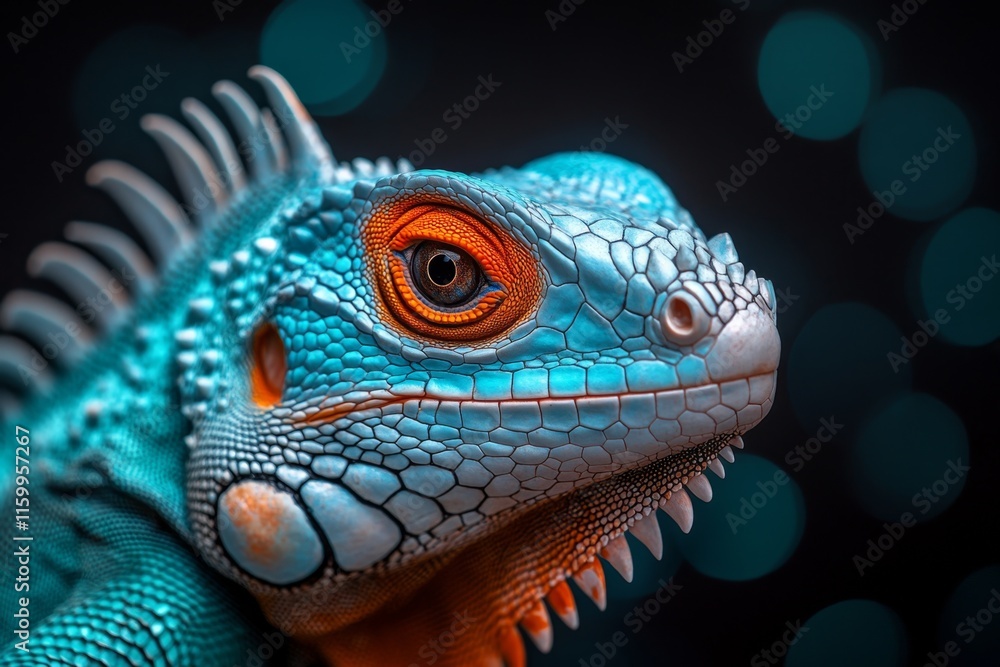 A hyper-realistic close-up of an iguana textured skin, highlighting the intricate patterns and vibrant colors of its scales A hyper-realistic close-up of an iguana textured skin, highlighting the intricate patterns and vibrant colors of its scales