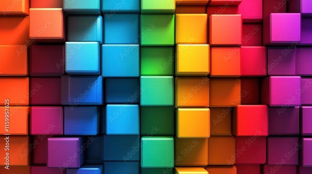 Fototapeta premium Vibrant Rainbow Cube Abstract Background