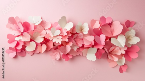 Pink and white paper hearts background.