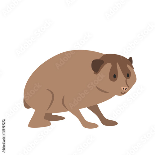 Slow loris cartoon clipart. Prosimian loris vector illustration in flat style. Hand-drawn wild animal concept
