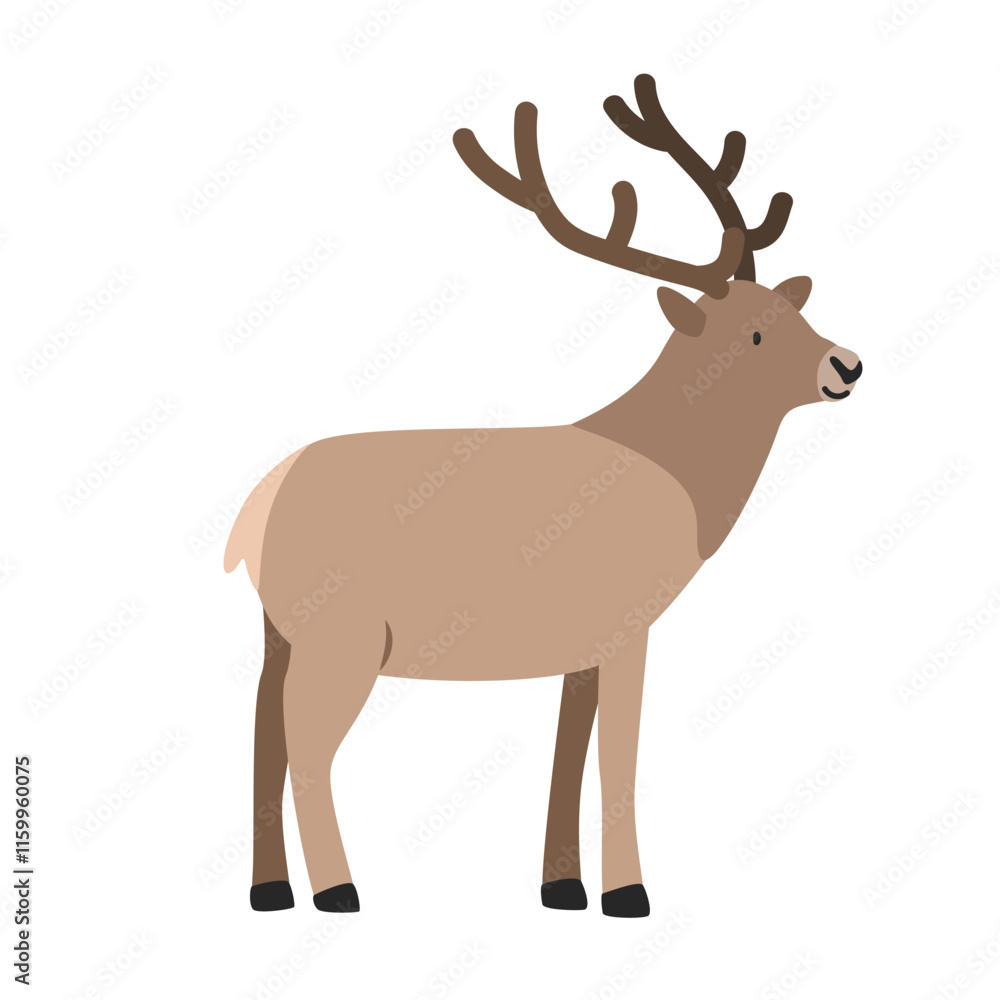 Fototapeta premium Elk cartoon clipart. Elk or wapiti vector illustration in flat style. Hand-drawn wild animal concept