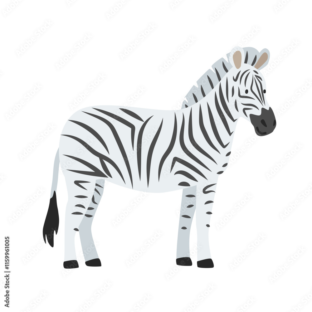 Obraz premium Zebra cartoon clipart. Zebra vector illustration in flat style. Hand-drawn wild animal concept