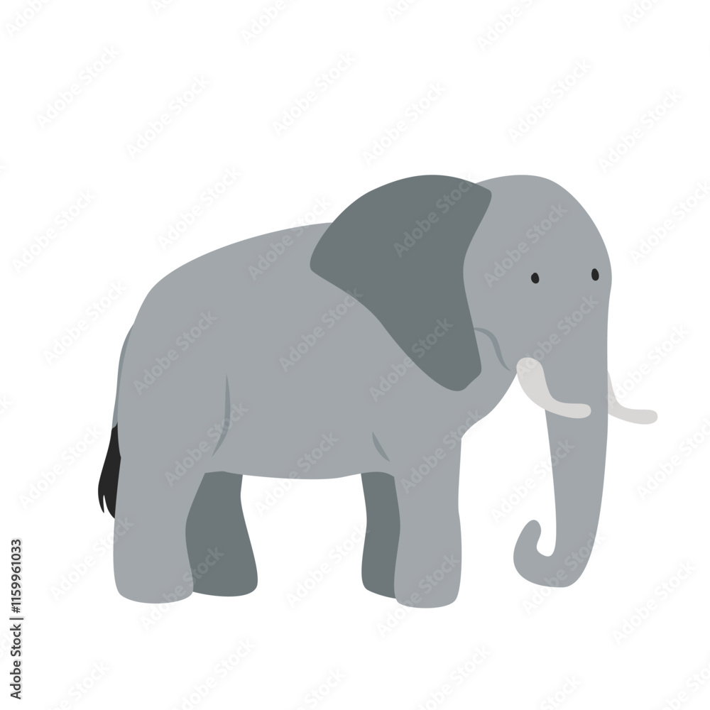 Gray elephant cartoon clipart. Elephant vector illustration in flat style. Hand-drawn wild animal concept Gray elephant cartoon clipart. Elephant vector illustration in flat style. Hand-drawn wild animal concept