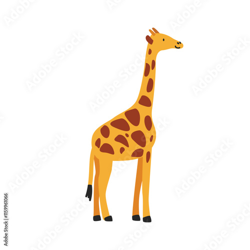 Giraffe cartoon clipart. Giraffe vector illustration in flat style. Hand-drawn wild animal concept
