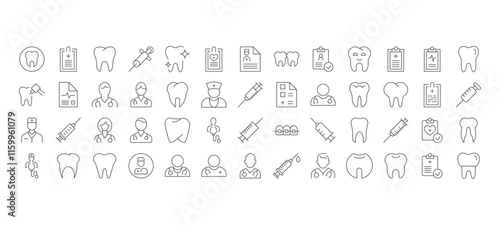 Dentist Related Simple Symbol Set icons