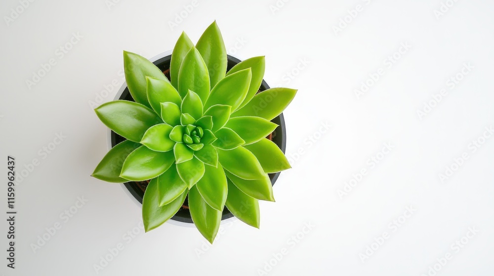 Fototapeta premium Vibrant succulent plant arrangement indoor space top view greenery