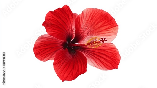 Wallpaper Mural An intricate shot of a bright red hibiscus with smooth petals and a prominent stamen, isolated white background, minimalistic art style Torontodigital.ca