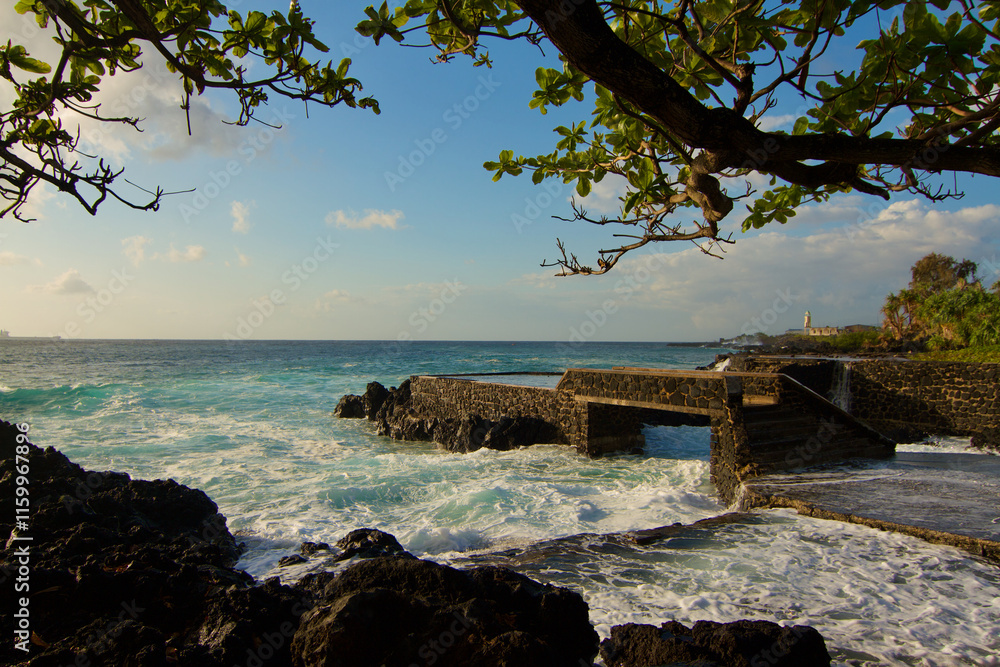 Foot bridge near seashore at moroni Island in Comores Foot bridge near seashore at moroni Island in Comores
