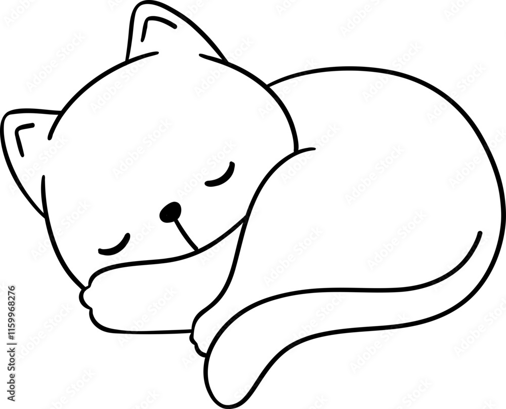 Reto Winter Cat Sleeping Cartoon Coloring Image Reto Winter Cat Sleeping Cartoon Coloring Image