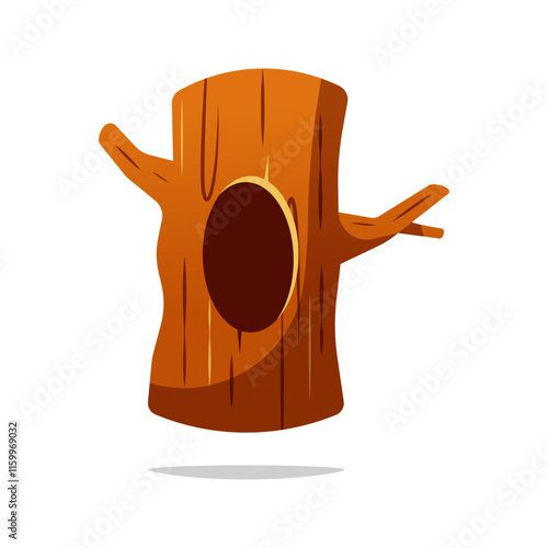 Tree hollow trunk vector isolated on white background.