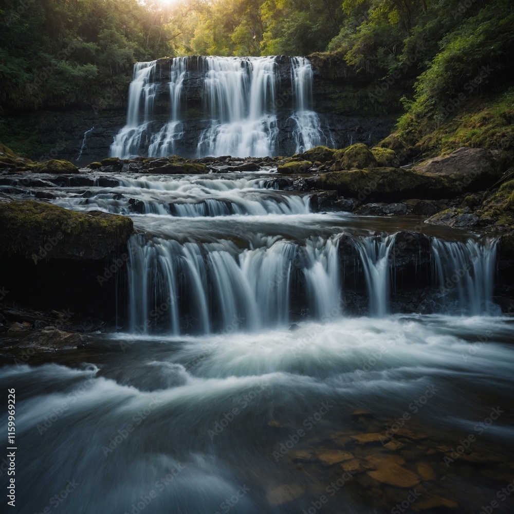 Obraz premium Frame a waterfall in motion with a slow shutter speed.