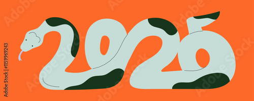 Snake Year 2025. New Year Banner Vector Illustration. 