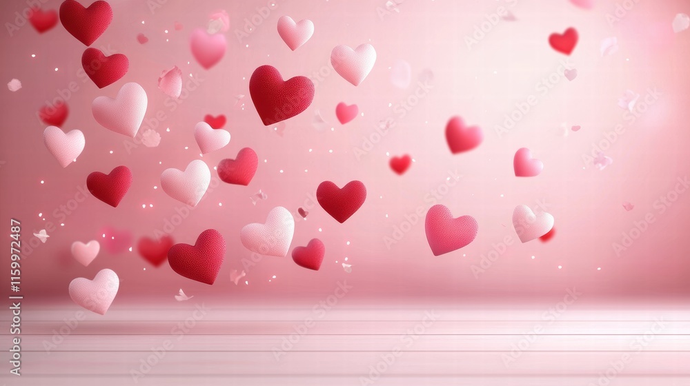 Obraz premium Floating hearts creating a romantic atmosphere