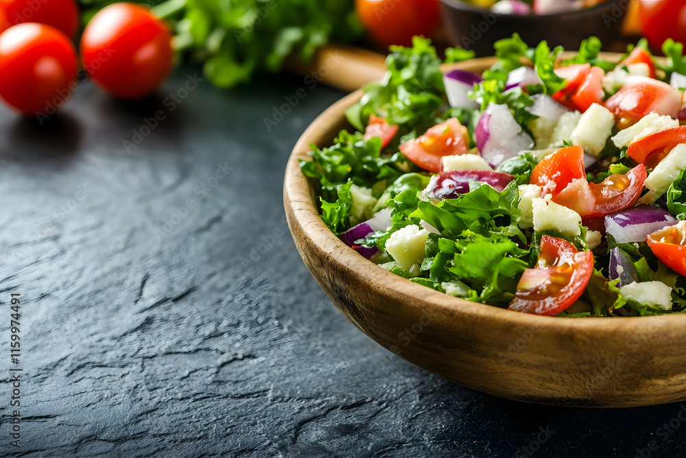 Fresh and Vibrant Garden Salad Bowl with Cherry Tomatoes and Greens Ready to Serve : Generative AI Fresh and Vibrant Garden Salad Bowl with Cherry Tomatoes and Greens Ready to Serve : Generative AI