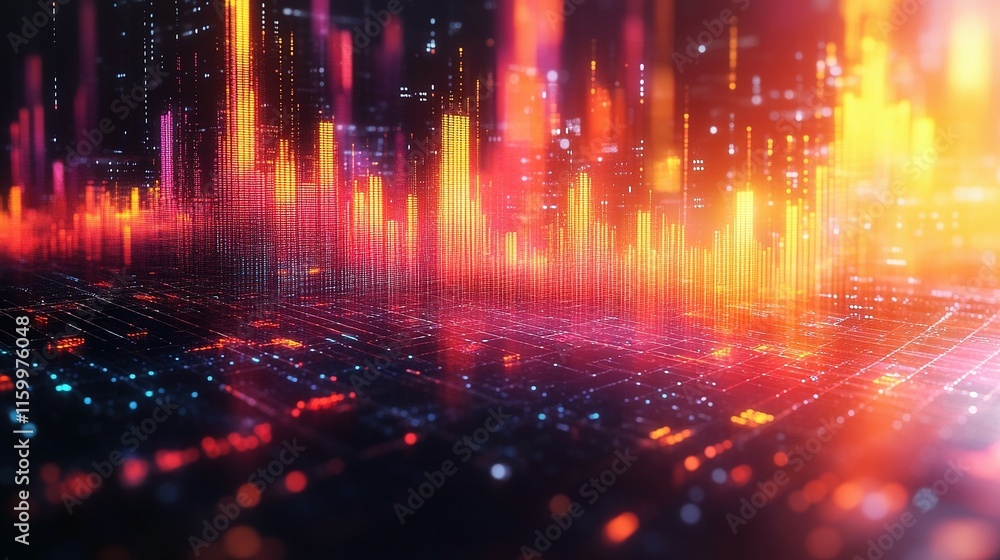 Fototapeta premium Abstract Digital Cityscape Illuminated With Vibrant Hues