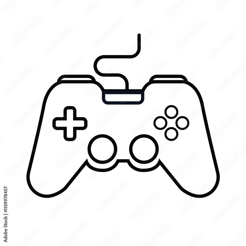 Black and white gamepad icon vector set Joystick icon set. flat illustration Black and white gamepad icon vector set Joystick icon set. flat illustration