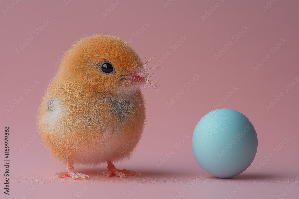 Fluffy chick beside a pastel egg. Perfect for Easter, spring, or new life themes. Fluffy chick beside a pastel egg. Perfect for Easter, spring, or new life themes.