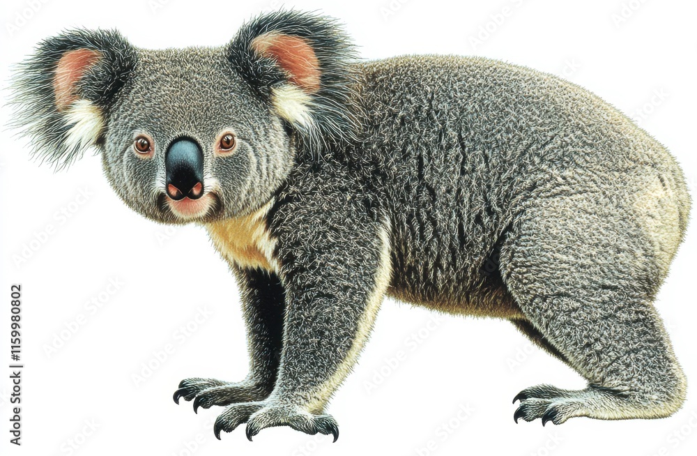 Naklejka premium Koala foraging in eucalyptus forest australia wildlife photography nature close-up endangered species
