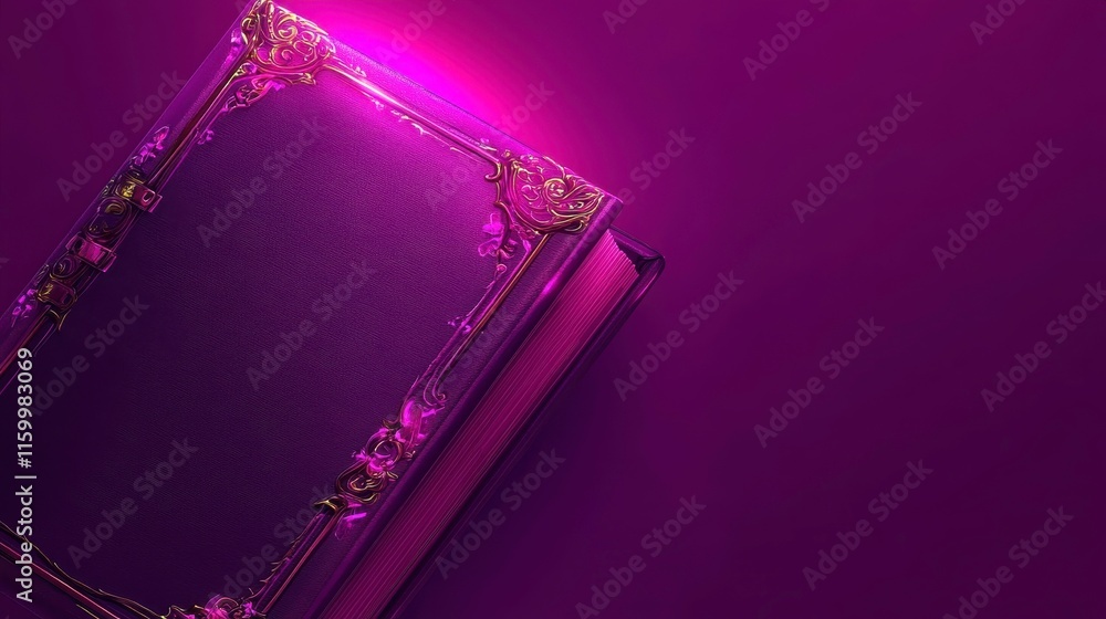 Obraz premium Enchanting purple book display mystical setting artistic photography soft lighting close-up view fantasy concept