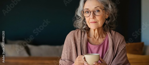 Serene Senior Savoring Tea at Home photo