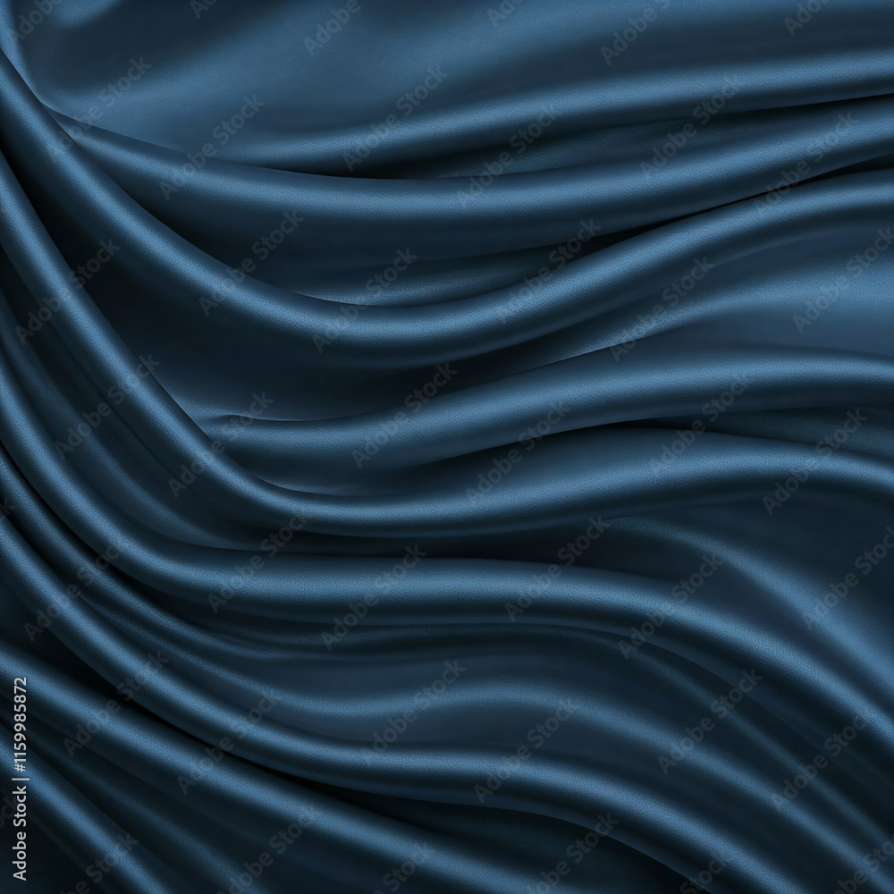 Fototapeta premium Navy blue silk satin. Dark elegant luxury abstract background with space for design. Shiny smooth fabric. Soft folds. Drapery. Color gradient. Lines. Wavy pattern. abstract texture background.