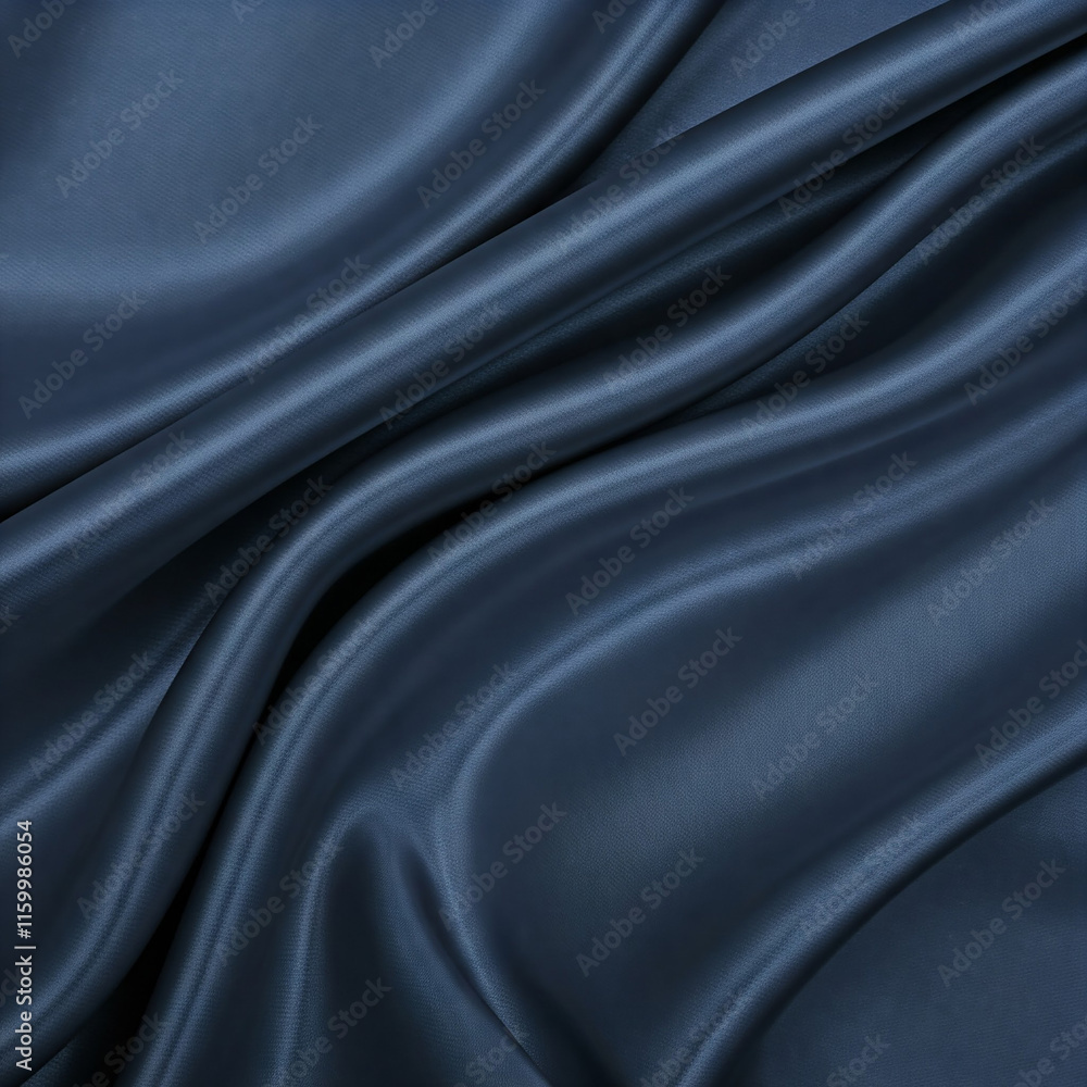 Fototapeta premium Navy blue silk satin. Dark elegant luxury abstract background with space for design. Shiny smooth fabric. Soft folds. Drapery. Color gradient. Lines. Wavy pattern. abstract texture background.