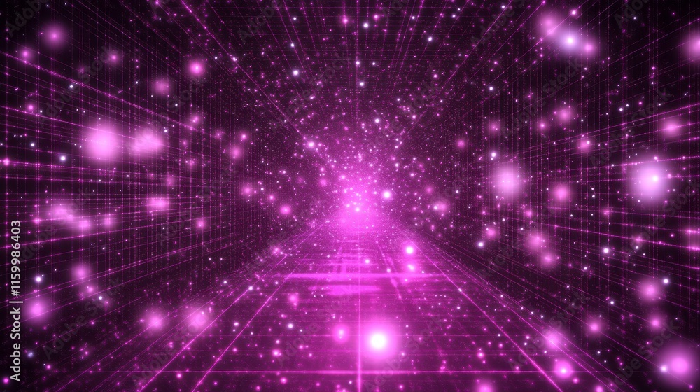 Obraz premium Dynamic light yearnings through a cosmic tunnel digital art abstract environment futuristic perspective