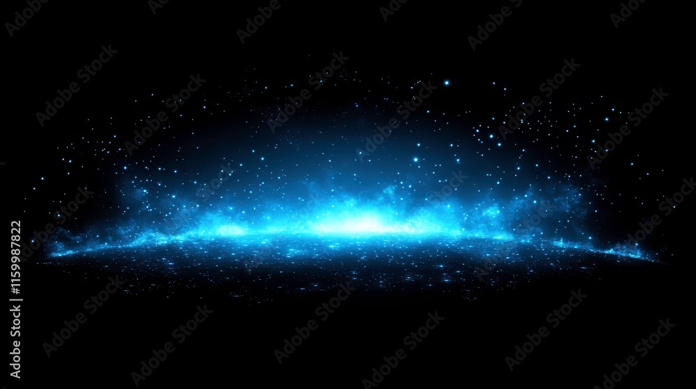 Obraz premium Cosmic blue light phenomenon space abstract art digital environment wide angle universe concept