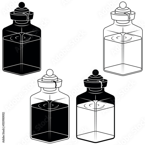 Glass bottle with mineral water corked
