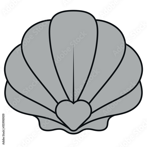 Seashell with heart in the center