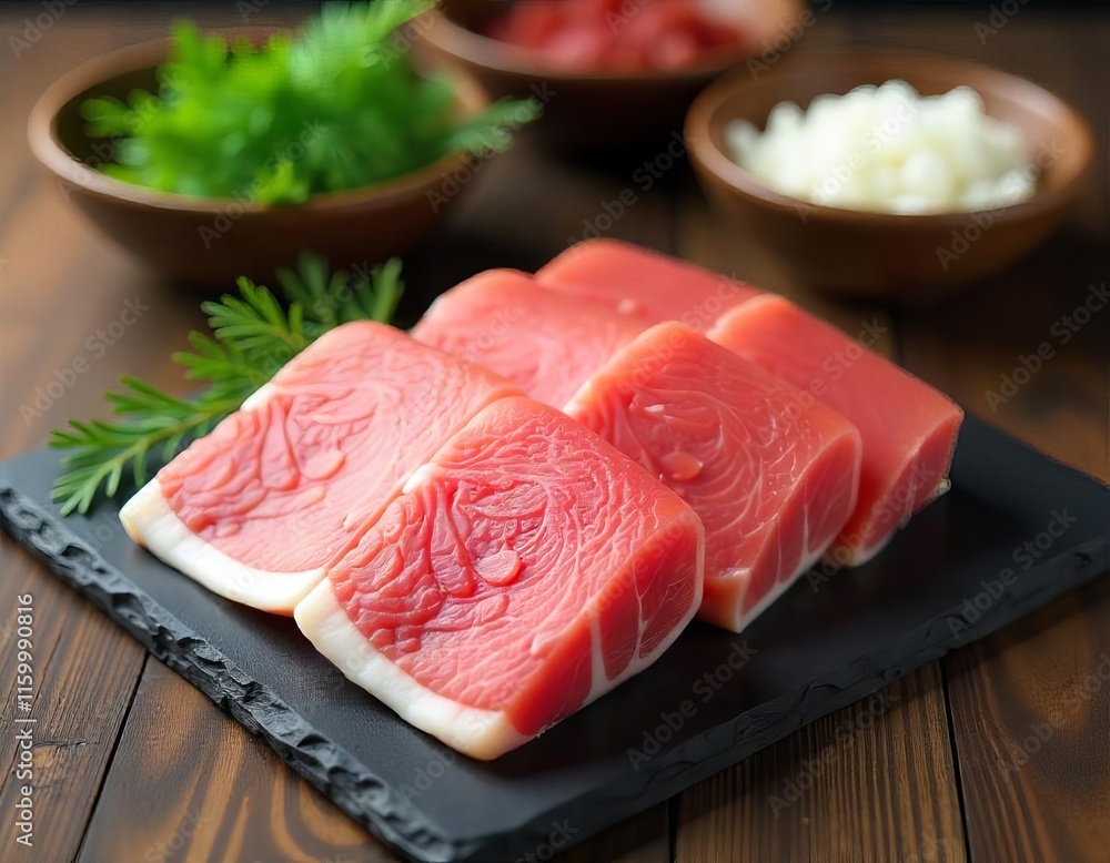 Fresh Raw Tuna Sashimi Sushi Grade Seafood Fish Food Restaurant Delicious Healthy Diet Japanese Fresh Raw Tuna Sashimi Sushi Grade Seafood Fish Food Restaurant Delicious Healthy Diet Japanese