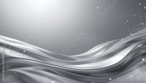 Mercury Glow in Metallic Silver with Shimmering Highlights and Futuristic Liquid Patterns, abstract background