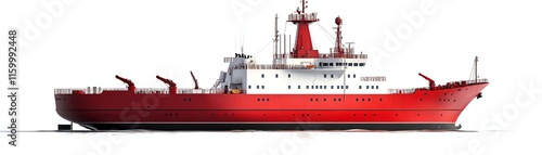 Red ship on a white isolated background. photo