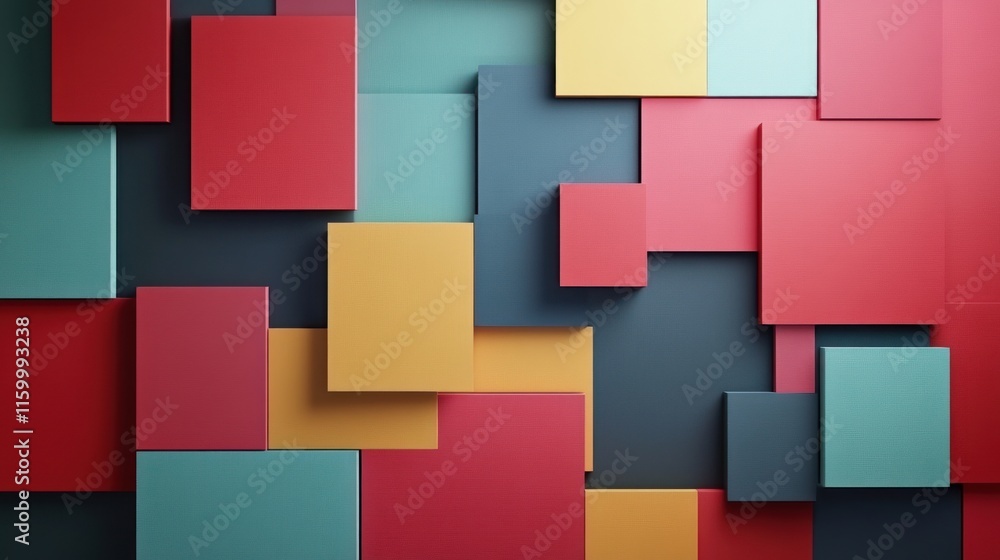 Abstract Colorful Geometric Shapes: A Modern Composition of Interlocking Squares and Rectangles Abstract Colorful Geometric Shapes: A Modern Composition of Interlocking Squares and Rectangles
