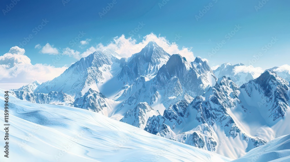 Majestic Snow-Capped Highland. Serenity in the Alps concept Majestic Snow-Capped Highland. Serenity in the Alps concept