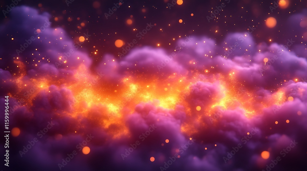 Obraz premium Abstract fiery cloudscape with glowing embers and sparks