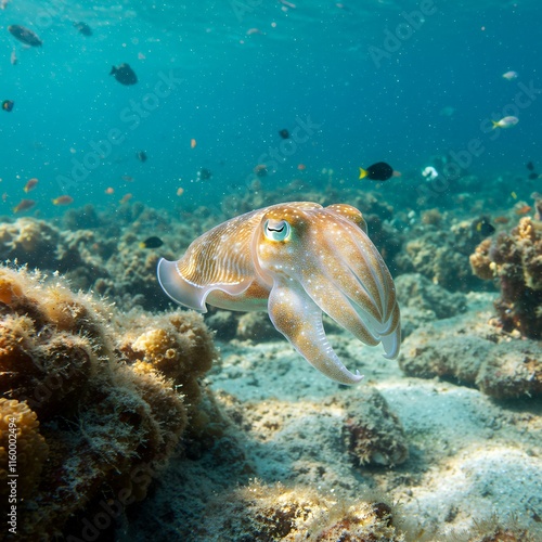 Wallpaper Mural Vibrant Cuttlefish Swimming Among Coral Reef Torontodigital.ca