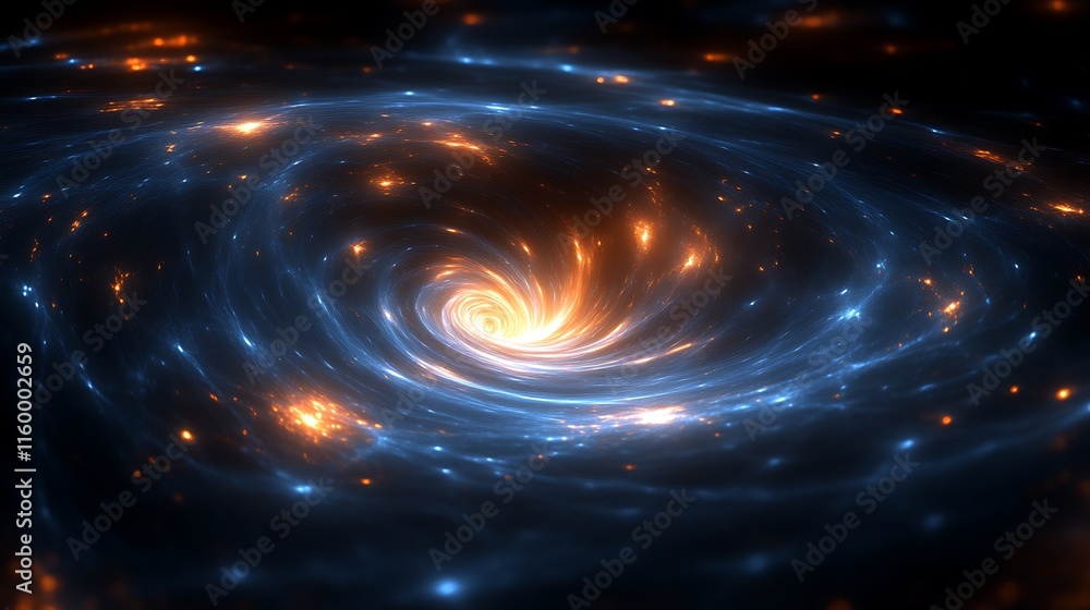 Obraz premium Cosmic Vortex A swirling nebula of blue and orange light