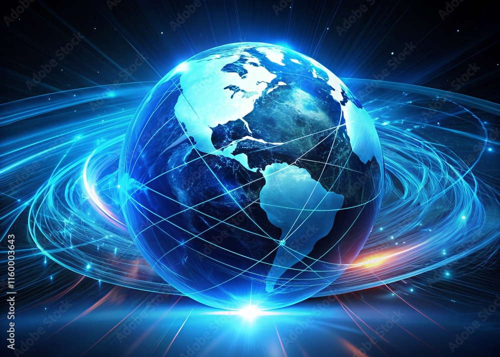 Digital Universe: Glowing Blue Globe Connectivity Network