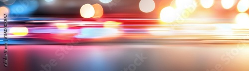 Emergency Response Action Urban Environment Blurred Lights Nighttime Dynamic Perspective for Safety Awareness photo