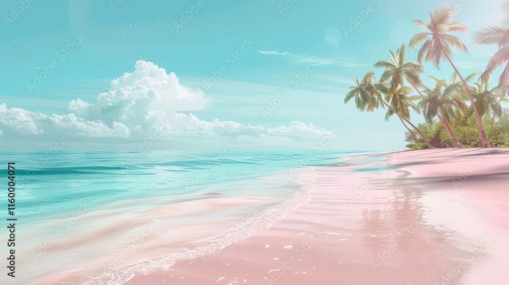 Fototapeta premium Tranquil Coastal Oasis. Serene Beachscape Concept