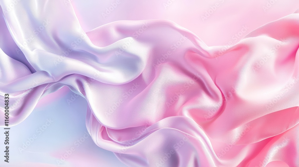 Fototapeta premium Elegant Silk Drapery Action Studio Textile Photography Soft Color Palette Close-Up Textile Art