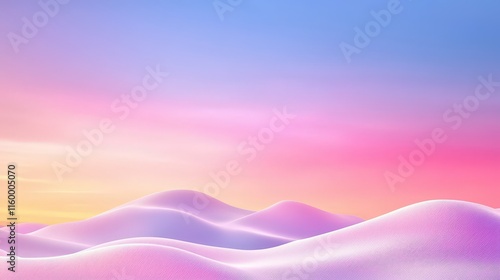Serene Sunset Over Rolling Hills Nature Landscape Digital Art Peaceful Environment Aesthetic View