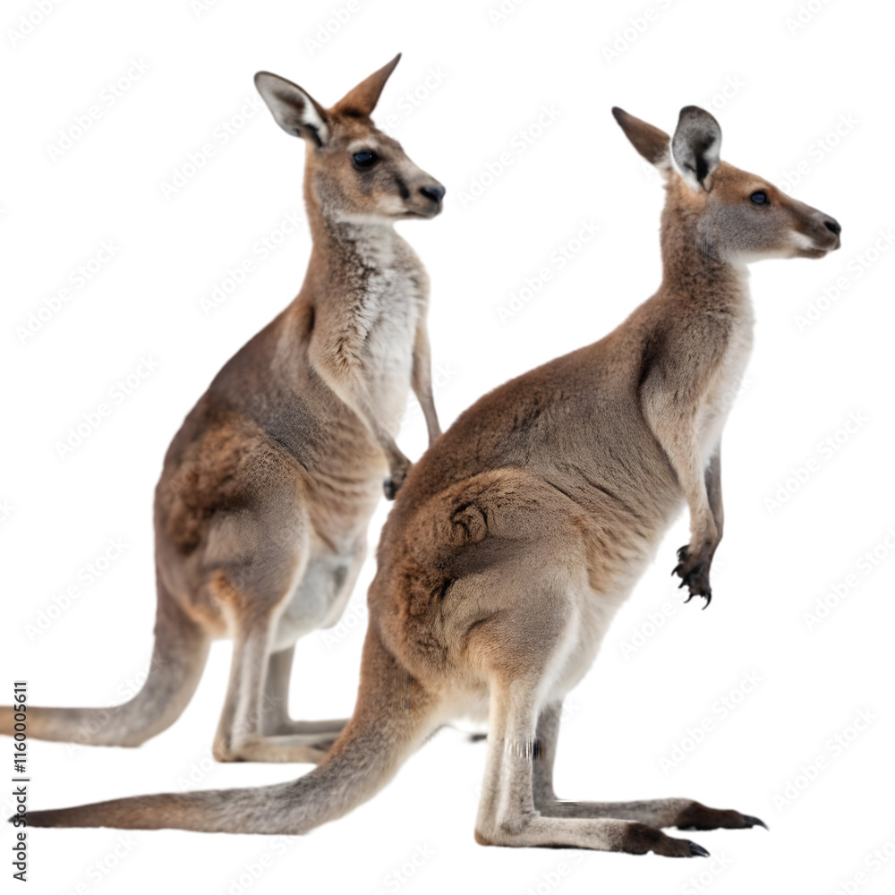 Fototapeta premium Kangaroo with baby on white background