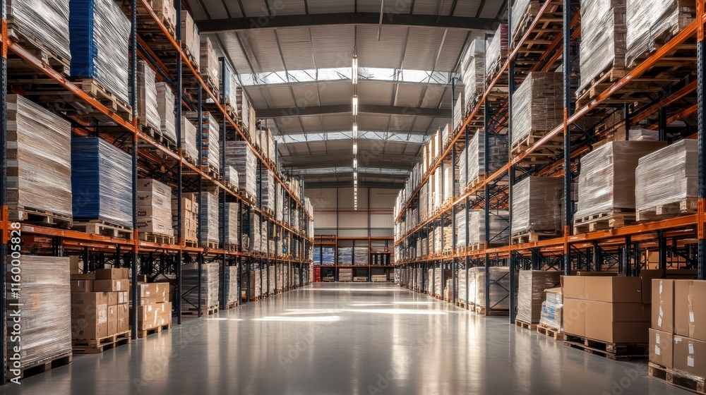 An open-plan warehouse designed for community storage, featuring shared racks and a friendly, inviting atmosphere An open-plan warehouse designed for community storage, featuring shared racks and a friendly, inviting atmosphere