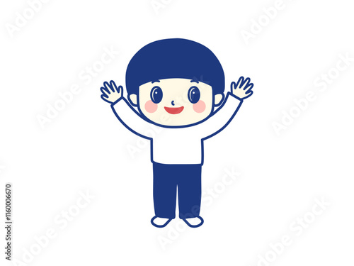 万歳をして喜ぶ男の子