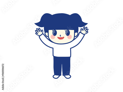 万歳をして喜ぶ女の子
