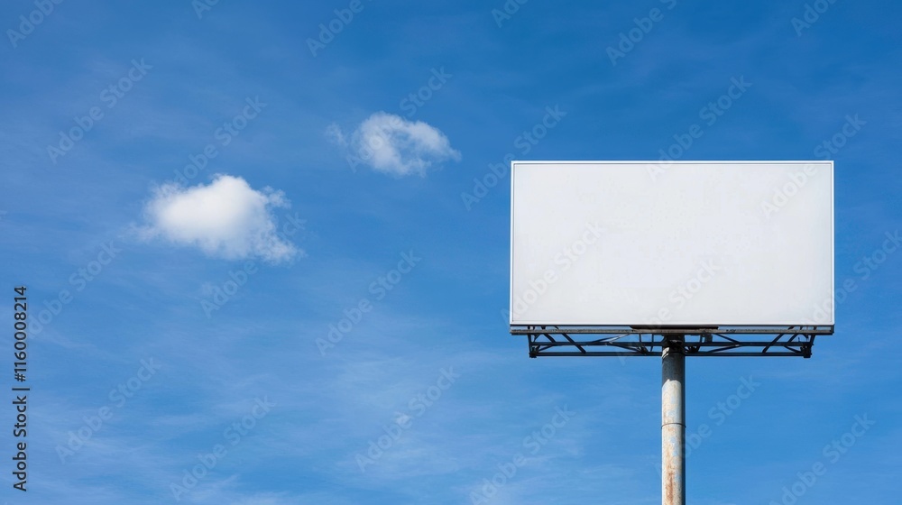 Minimalist Freestanding Billboard Against a Bright Blue Sky with Clouds Minimalist Freestanding Billboard Against a Bright Blue Sky with Clouds