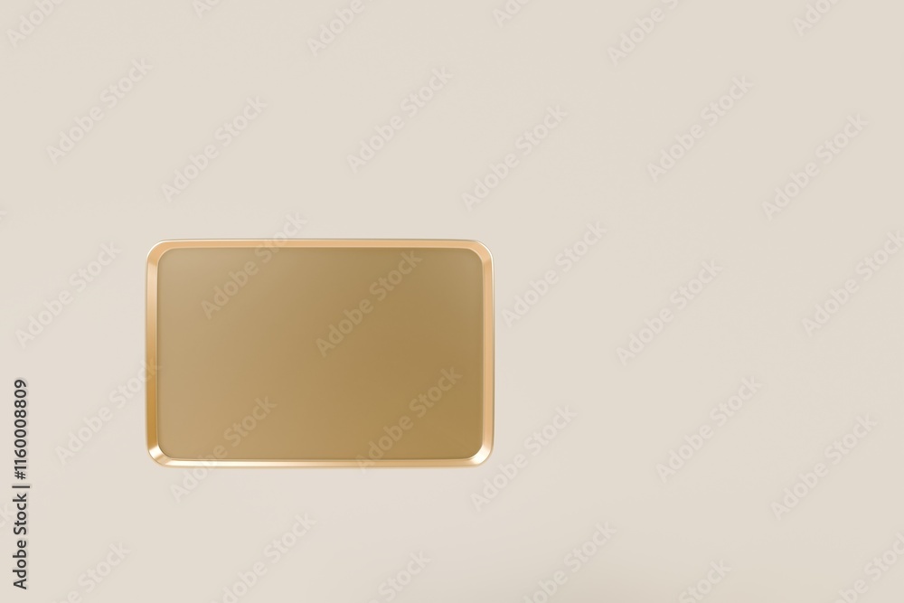 3d Rectangle Golden with smooth texture icon. Luxurious dining and elegant presentations concept. Minimal Golden plate kitchen a sleek reflective surface Isolated on transparent background. 3d render. 3d Rectangle Golden with smooth texture icon. Luxurious dining and elegant presentations concept. Minimal Golden plate kitchen a sleek reflective surface Isolated on transparent background. 3d render.